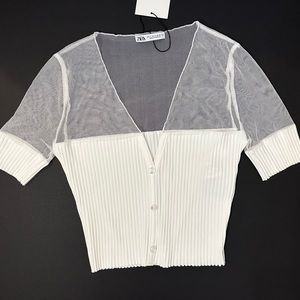 Zara Ribbed Tulle Top